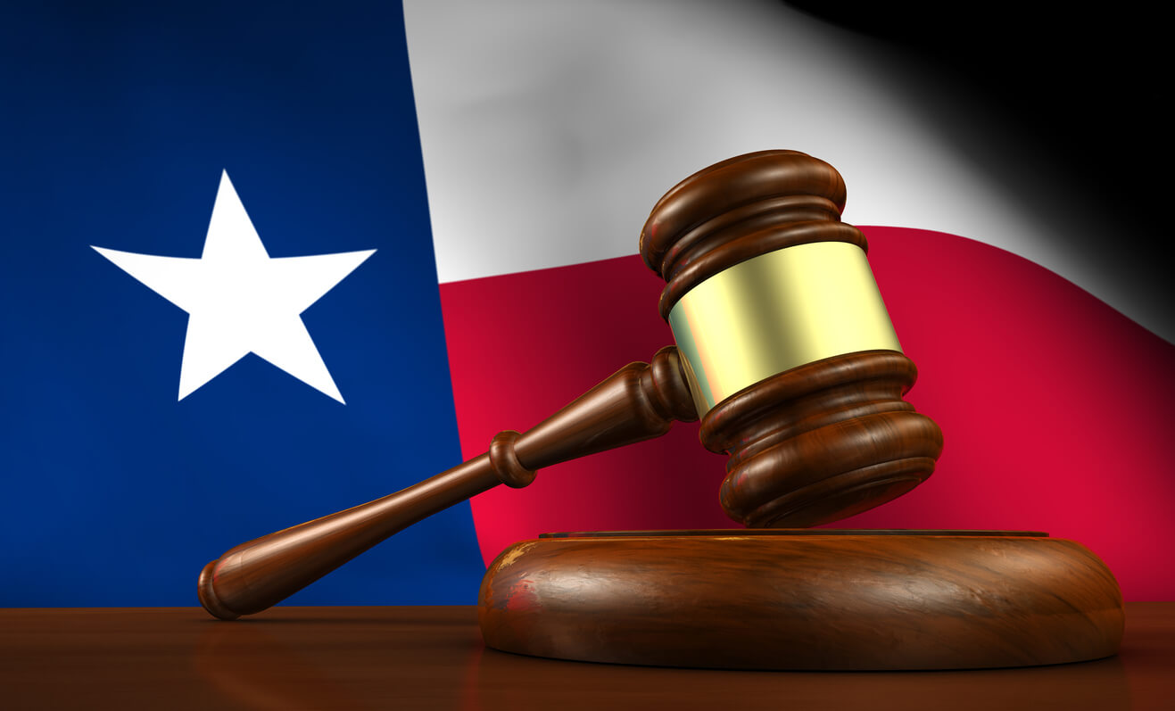 Texas flag with gavel