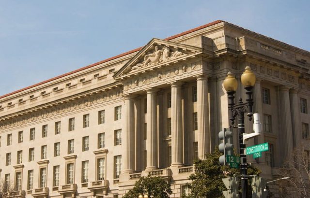 The US Department of Justice building