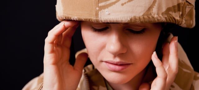 Military member suffering from hearing loss