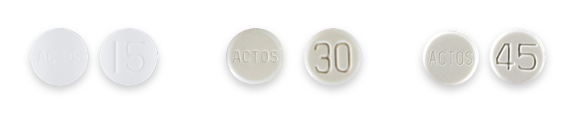 Actos tablet dosage 15 mg, 30 mg and 45 mg.