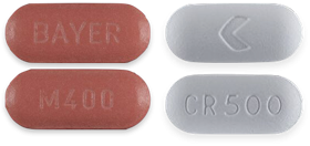 Avelox (left) Cipro (right) pills