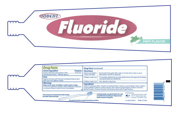 Fluoride drug facts on toothpaste tube.