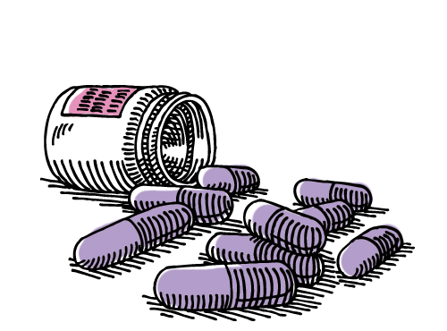 Illustration of spilled pill bottle