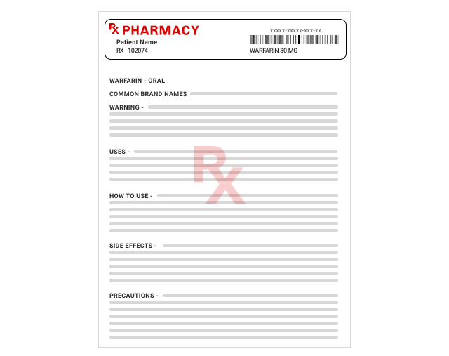 Example of a pharmacy Information Sheets