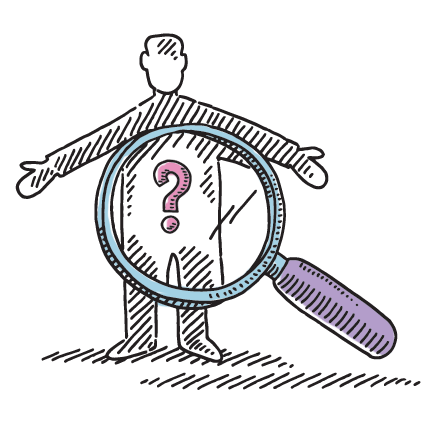 Illustration of magnifying glass on a human body
